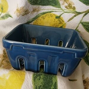 Sur La Table Navy Blue Ceramic Berry Basket